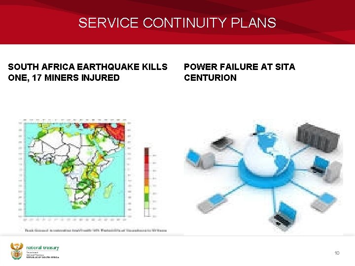 SERVICE CONTINUITY PLANS SOUTH AFRICA EARTHQUAKE KILLS ONE, 17 MINERS INJURED POWER FAILURE AT