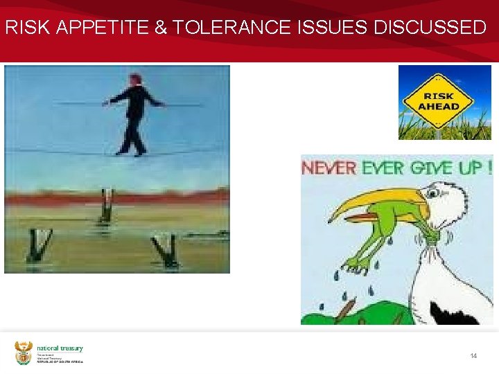 RISK APPETITE & TOLERANCE ISSUES DISCUSSED 14 