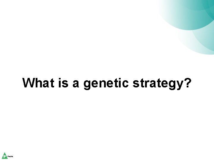 What is a genetic strategy? 