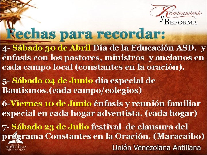 Fechas para recordar: 4 - Sábado 30 de Abril Día de la Educación ASD.