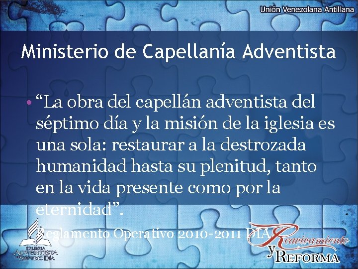 Ministerio de Capellanía Adventista • “La obra del capellán adventista del séptimo día y