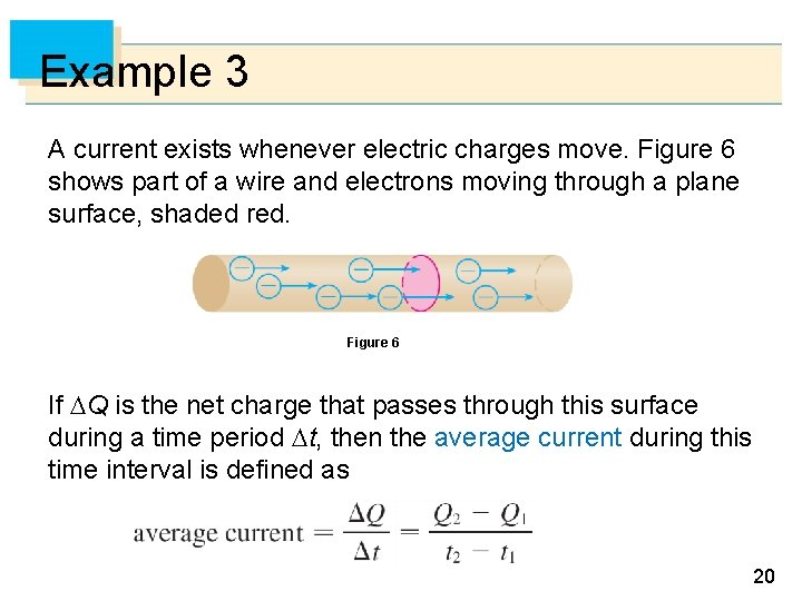 Example 3 A current exists whenever electric charges move. Figure 6 shows part of