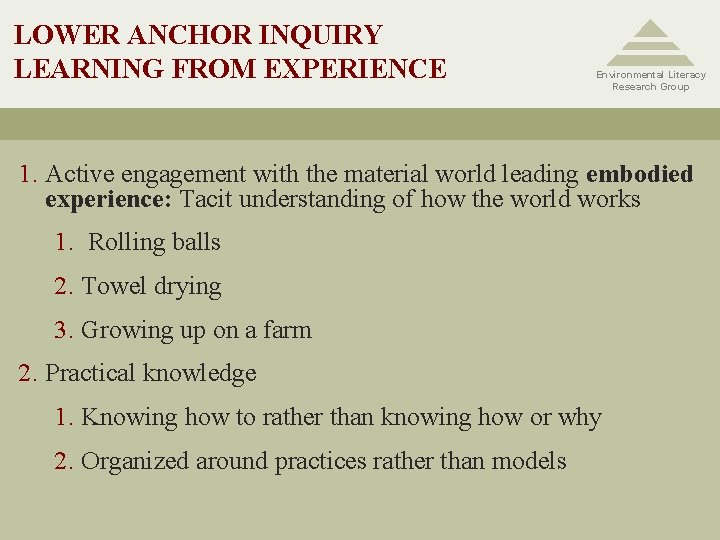 Environmental Literacy Research Group A K12 LEARNING PROGRESSION