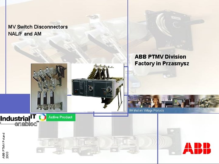 MV Switch Disconnectors NAL/F and AM ABB PTMV Poland 2003 ABB PTMV Division Factory