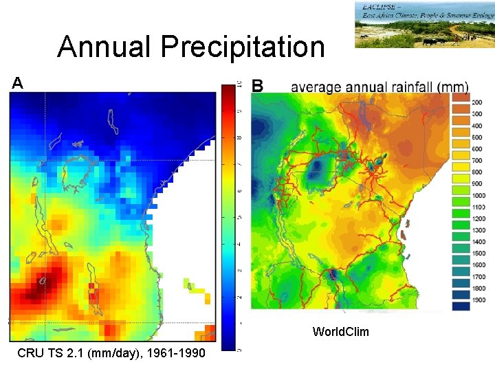 Annual Precipitation A World. Clim CRU TS 2. 1 (mm/day), 1961 -1990 