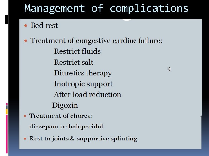 Management of complications Management of complications