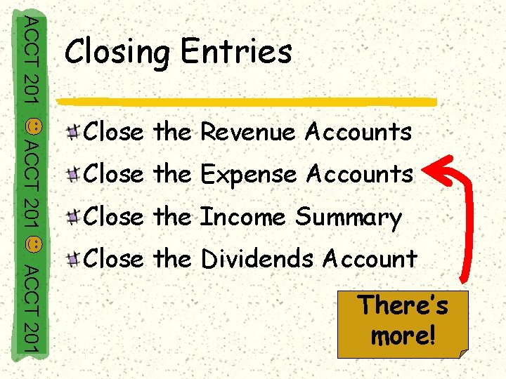 ACCT 201 Closing Entries ACCT 201 Close the Revenue Accounts Close the Expense Accounts