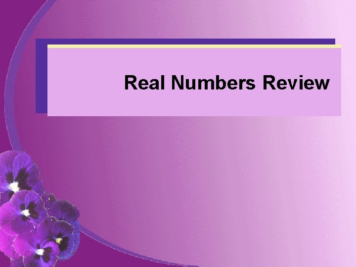 Real Numbers Review 