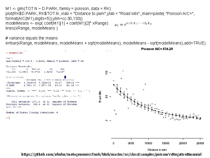 M 1 <- glm(TOT. N ~ D. PARK, family = poisson, data = RK)