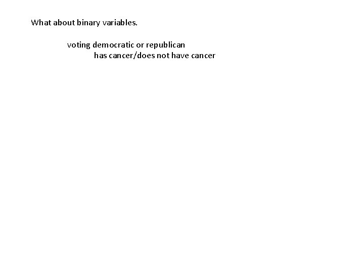 What about binary variables. voting democratic or republican has cancer/does not have cancer 