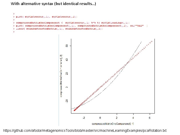 With alternative syntax (but identical results…) https: //github. com/afodor/metagenomics. Tools/blob/master/src/machine. Learning. Examples/pca. Rotation. txt