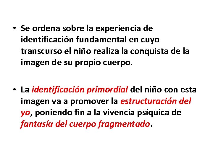  • Se ordena sobre la experiencia de identificación fundamental en cuyo transcurso el