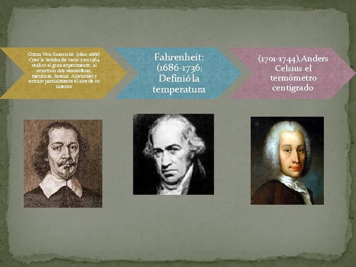 Otton Von Guerricke: (1602 -1686) Creó la bomba de vacío y en 1564 realizó