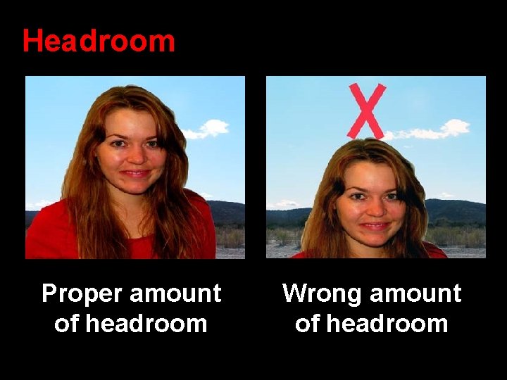 Headroom Proper amount of headroom Wrong amount of headroom 