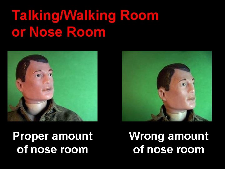 Talking/Walking Room or Nose Room Proper amount of nose room Wrong amount of nose