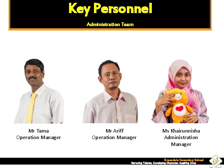 Key Personnel Administration Team Mr Tama Operation Manager Mr Ariff Operation Manager Ms Khairunnisha