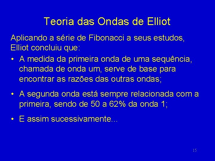 Teoria das Ondas de Elliot Aplicando a série de Fibonacci a seus estudos, Elliot