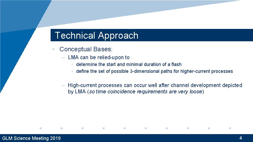 Technical Approach • Conceptual Bases: – LMA can be relied-upon to • determine the