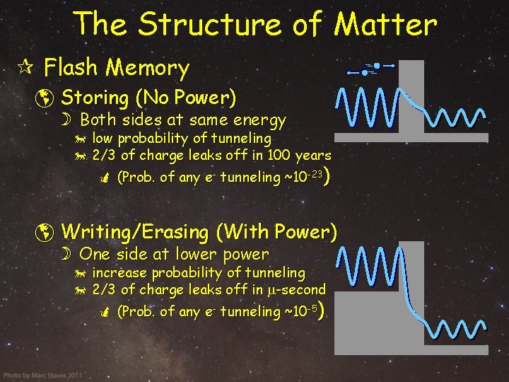 The Structure of Matter Flash Memory Storing (No Power) Both sides at same energy
