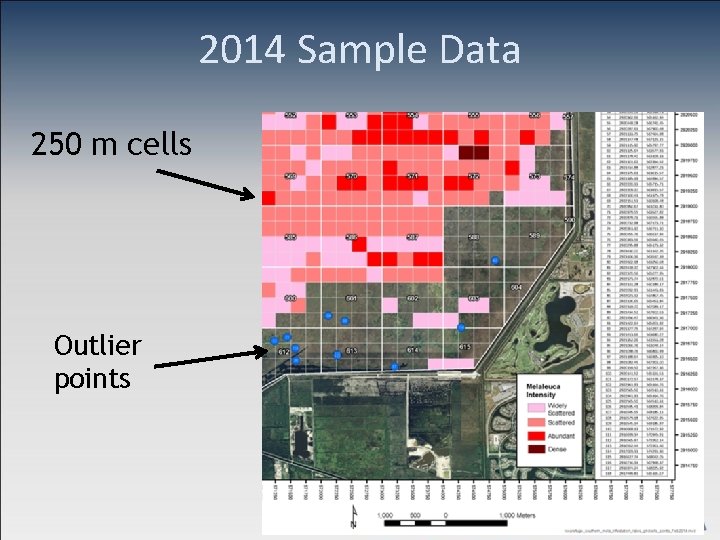 2014 Sample Data 250 m cells Outlier points 