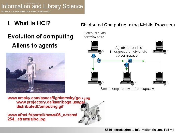 I. What is HCI? Evolution of computing Aliens to agents www. amsky. com/spaceflight/amsky/gort. jpg