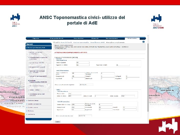 ANSC Toponomastica civici- utilizzo del portale di Ad. E Ufficio Sistemi Informativi Geografici –