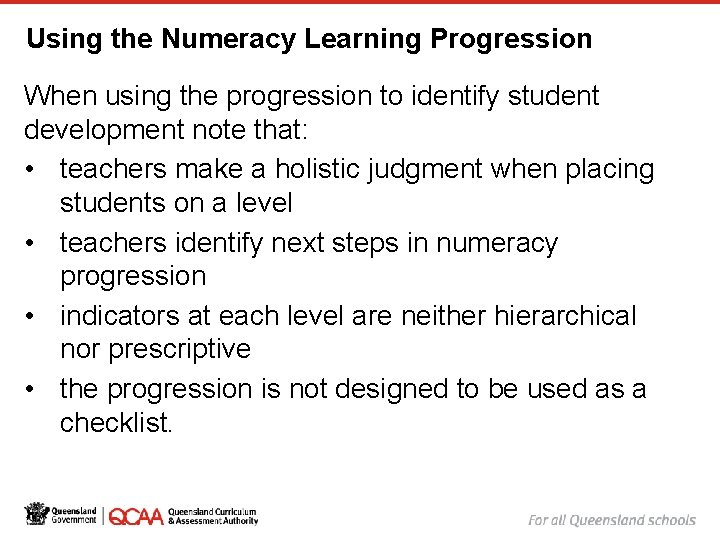 1 1 Using the Numeracy Learning Progression When using the progression to identify student 1 1 Using the Numeracy Learning Progression When using the progression to identify student