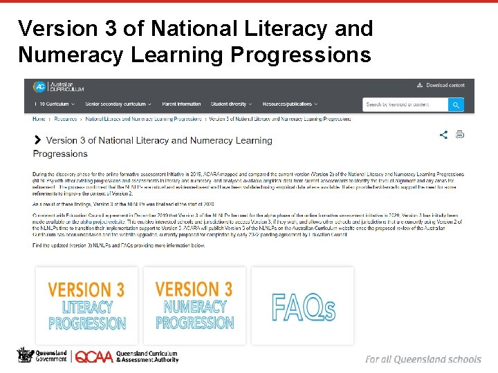 Version 3 of National Literacy and Numeracy Learning Progressions Version 3 of National Literacy and Numeracy Learning Progressions
