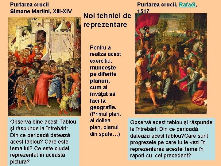 Purtarea crucii Simone Martini, XIII-XIV Observă bine acest Tablou şi răspunde la întrebări: Din