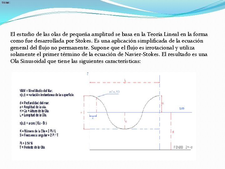 ticas: El estudio de las olas de pequeña amplitud se basa en la Teoría