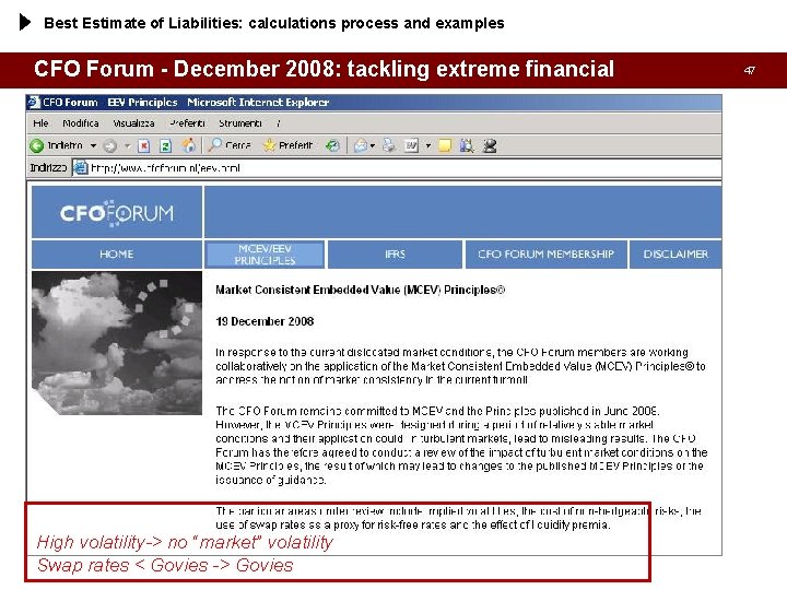 Best Estimate of Liabilities: calculations process and examples CFO Forum - December 2008: tackling