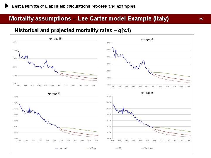 Best Estimate of Liabilities: calculations process and examples Mortality assumptions – Lee Carter model