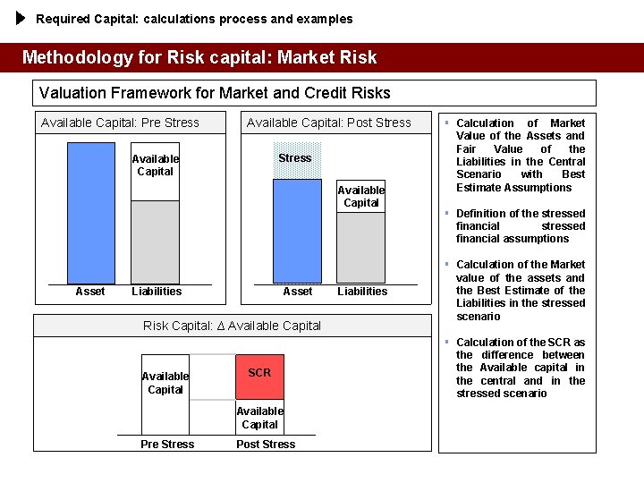 Required Capital: calculations process and examples Methodology for Risk capital: Market Risk Valuation Framework