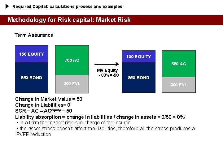 Required Capital: calculations process and examples Methodology for Risk capital: Market Risk Term Assurance