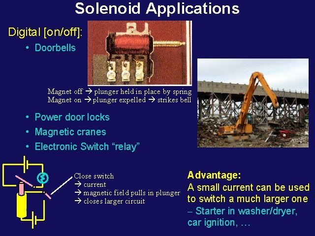 Solenoid Applications Digital [on/off]: • Doorbells Magnet off plunger held in place by spring