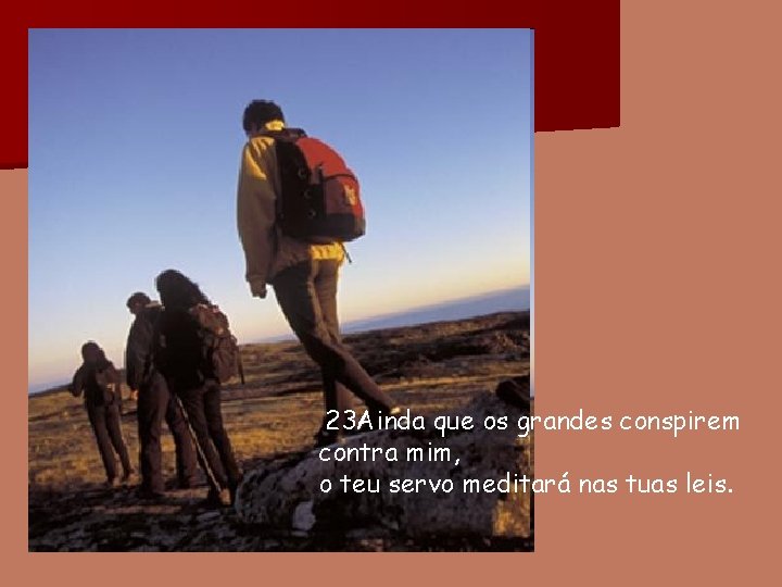 23 Ainda que os grandes conspirem contra mim, o teu servo meditará nas tuas