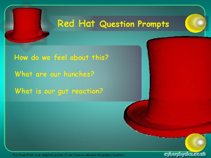 Red Hat Question Prompts How do we feel about this? What are our hunches?