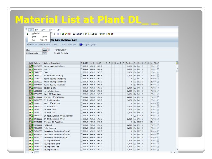 Material List at Plant DL_ _ Material List at Plant DL_ _