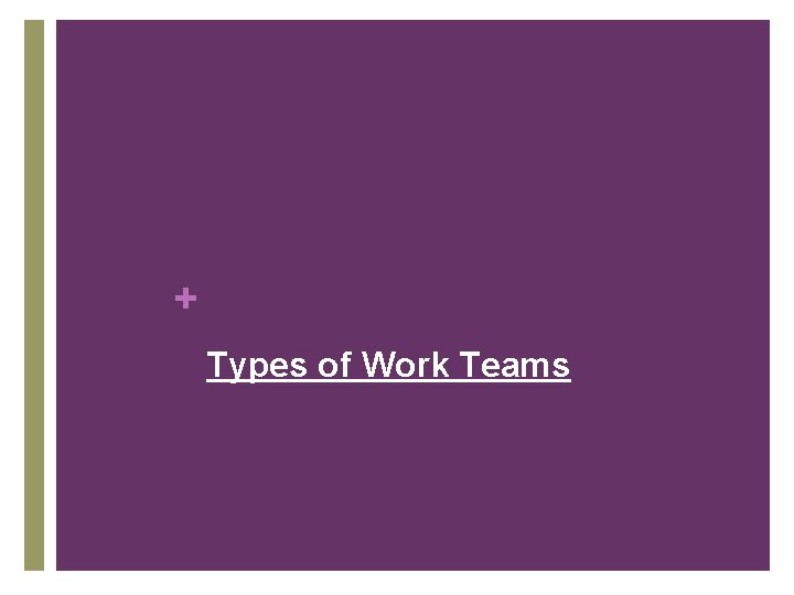 + Types of Work Teams + Types of Work Teams
