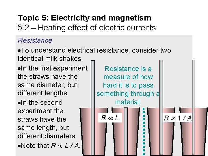 Topic 5: Electricity and magnetism 5. 2 – Heating effect of electric currents Resistance
