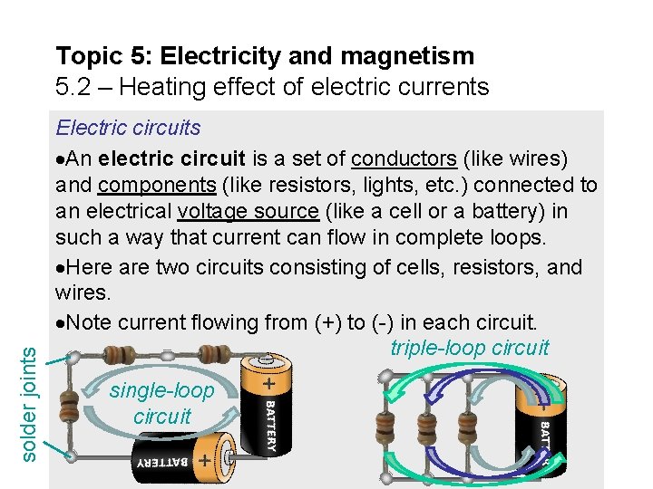 solder joints Topic 5: Electricity and magnetism 5. 2 – Heating effect of electric