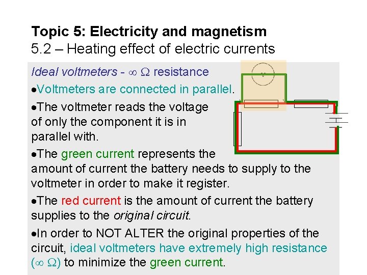 Topic 5: Electricity and magnetism 5. 2 – Heating effect of electric currents Ideal