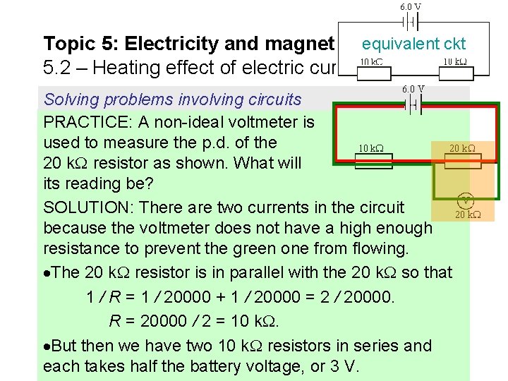 Topic 5: Electricity and magnetismequivalent ckt 5. 2 – Heating effect of electric currents