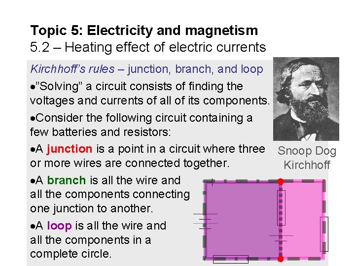 Topic 5: Electricity and magnetism 5. 2 – Heating effect of electric currents Kirchhoff’s