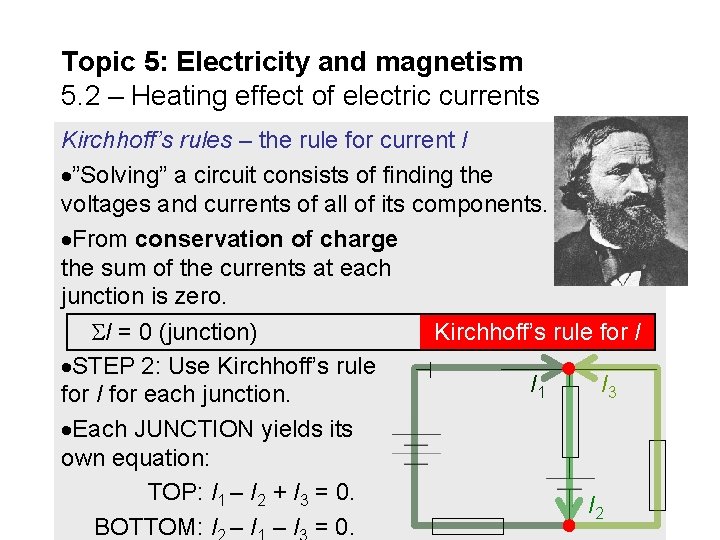 Topic 5: Electricity and magnetism 5. 2 – Heating effect of electric currents Kirchhoff’s