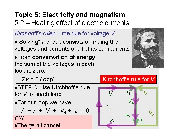 Topic 5: Electricity and magnetism 5. 2 – Heating effect of electric currents Kirchhoff’s