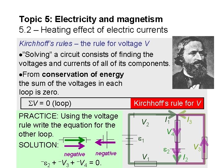 Topic 5: Electricity and magnetism 5. 2 – Heating effect of electric currents Kirchhoff’s