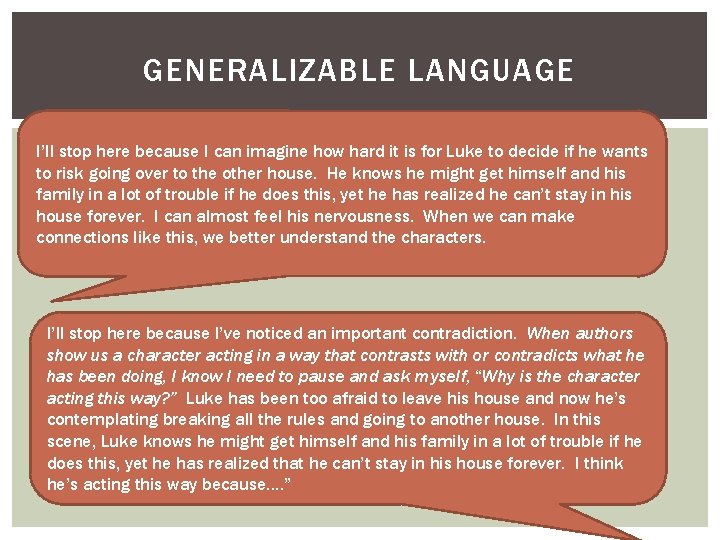 GENERALIZABLE LANGUAGE I’ll stop here because I can imagine how hard it is for