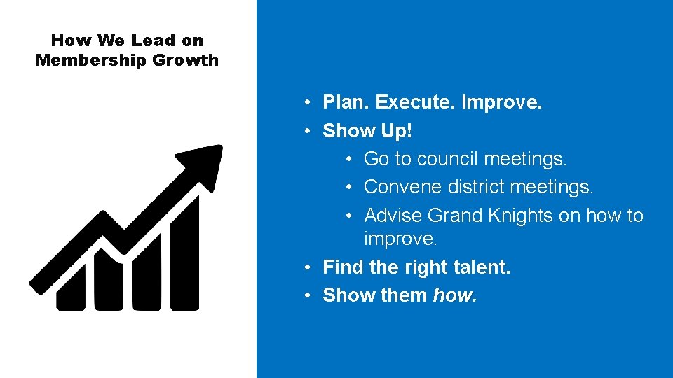 How We Lead on Membership Growth • Plan. Execute. Improve. • Show Up! •