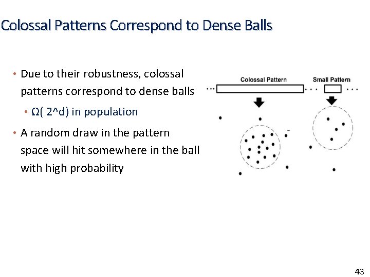 Colossal Patterns Correspond to Dense Balls • Due to their robustness, colossal patterns correspond